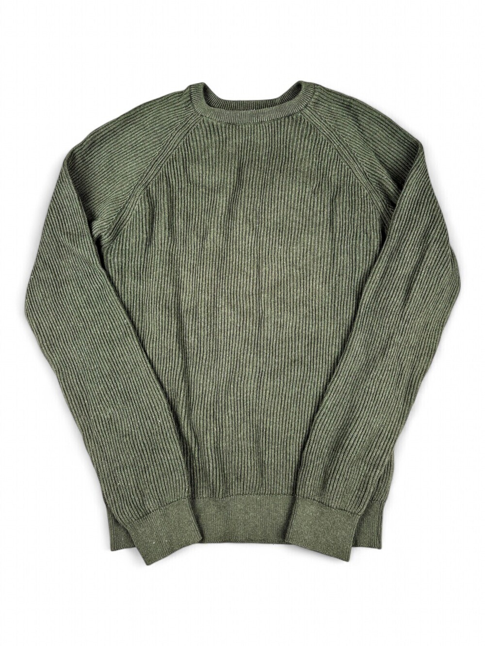 Luigi Fusaro Ribbed Crewneck Sweater Olive Green L